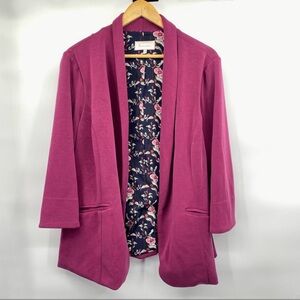 Skies Are Blue Pink Open Front Blazer Jacket